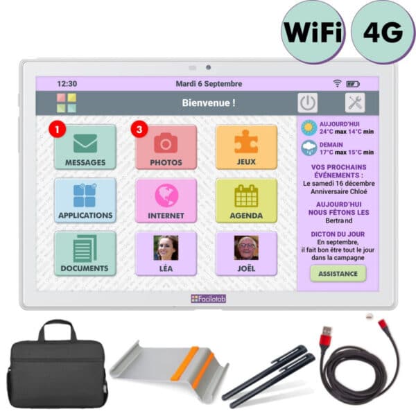 Pack Facilotab L - WIFI/4G - 32 Go - Tablette simplifiée pour seniors
