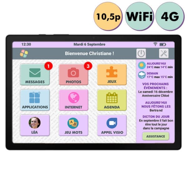 Facilotab L Galaxy - WIFI/4G - 32 Go - Tablette simplifiée pour seniors